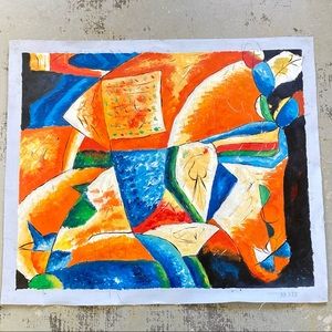 Vintage Rolled Canvas large Painting Abstract Original Art